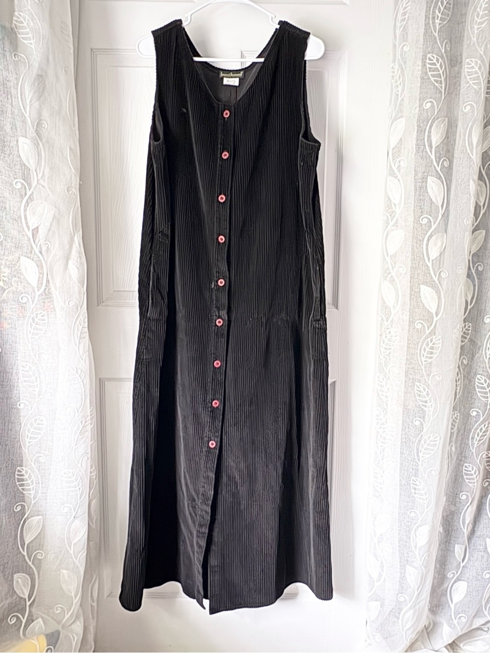 Vintage Harve Benard Midi Dress Corduroy Sleeveless button front plus size 16
